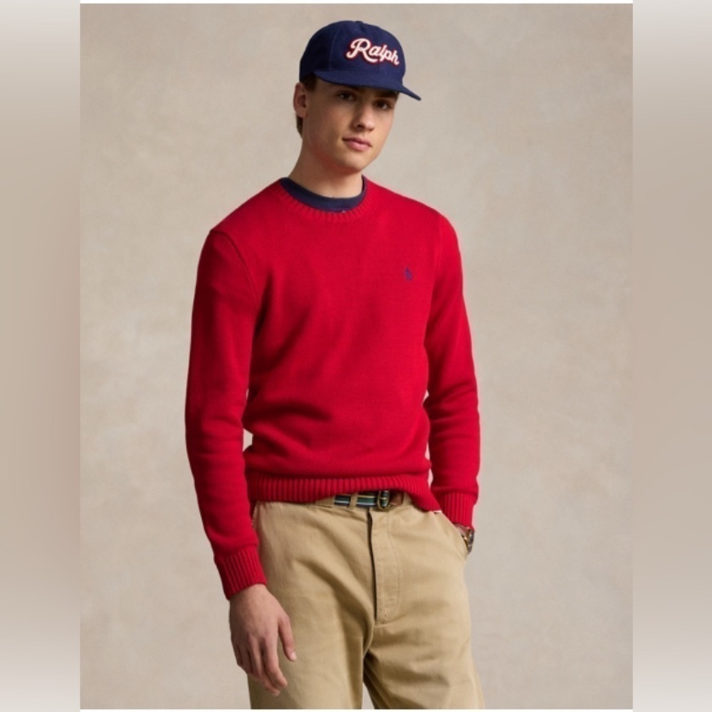 Polo Ralph Lauren Mens XL Crewneck Sweatshirt Red 1990s Pullover y2k